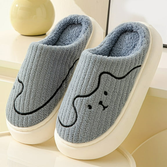 Aueoeo Platform Slippers for Women, Women's Plush Fuzzy Slippers Slip on Indoor Outdoor Corduroy Winter House Slippers Cozy Bedroom Slippers