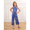 thumbnail image 2 of LiiYii Girls Sequin Pageant Jumpsuit High Neck Romper Wide Leg Pants Party Dance Prom Royal Blue 12, 2 of 8