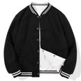 thumbnail image 2 of MADHERO Mens Casual Reversible Varsity Jacket Fashion Baseball Bomber Jacket Coat Black White Size XL, 2 of 6
