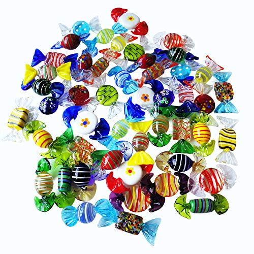 Sujeetec 24pcs Vintage Murano Style Glass Sweets Candy Christmas Xmas Ornaments for Home Party Wedding Festival Decorations Gift