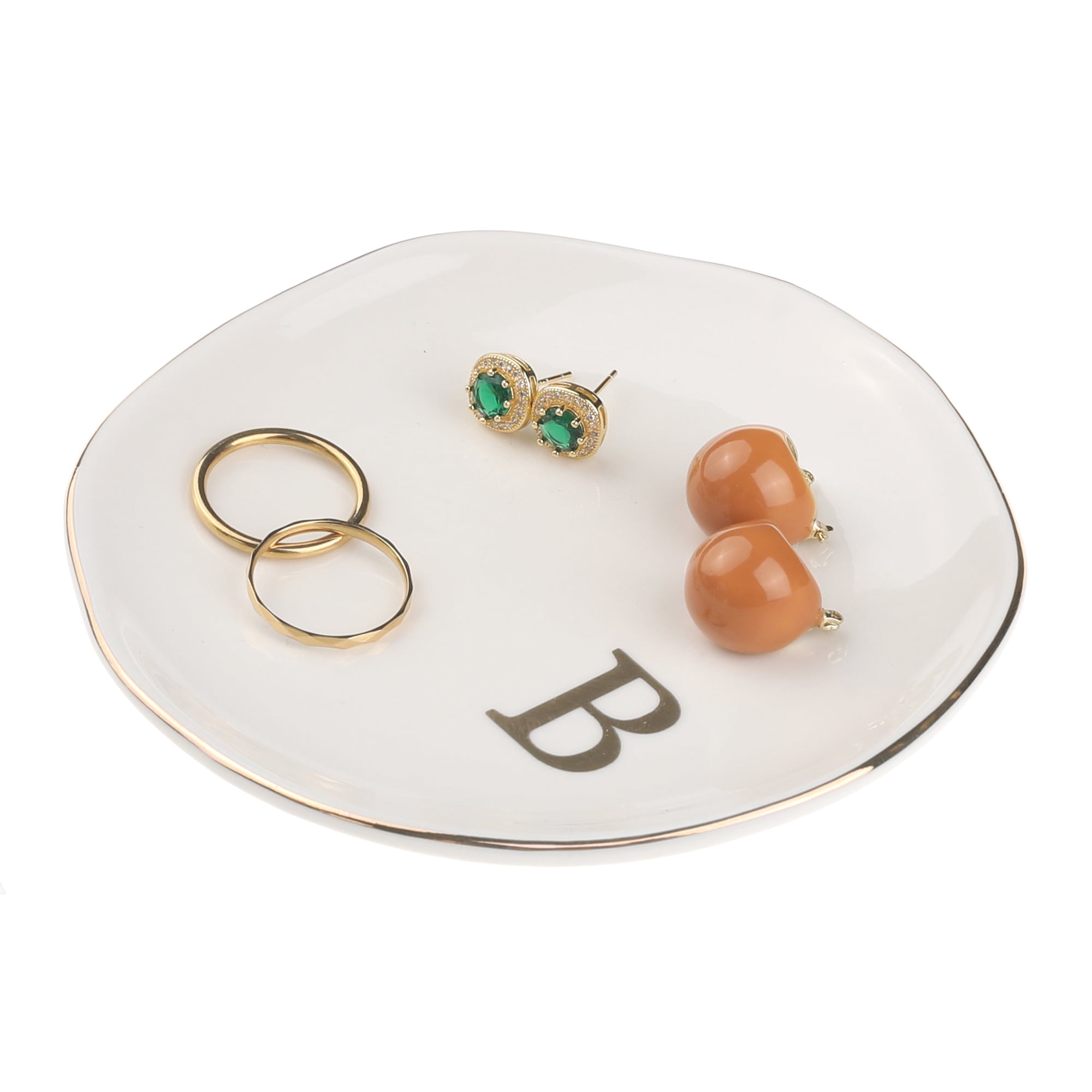 Unique Bargains Ceramic Jewelry Tray Decorative Trinket Dish Gifts Jewelry Boxes White-B