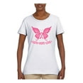 thumbnail image 2 of Wild Bobby, Butterfly Pink Ribbon Faith Hope Love, Breast Cancer Awareness, Women Graphic Tee, White, Large, 2 of 5