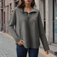 thumbnail image 2 of Towmus Half Zip Long Sleeve Sweatshirts Textured Casual Sweatshirts Long Sleeve Pullover Tops with Pockets, 2 of 4