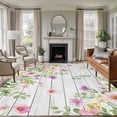 thumbnail image 2 of Pink Spring Floral Area Rugs 5x7 ft Watercolor Botanical Wildflowers Board Washable Rug Non Slip Indoor Carpet Absorbent Floor Mat for Living Room Bedroom Dining Room, 2 of 9