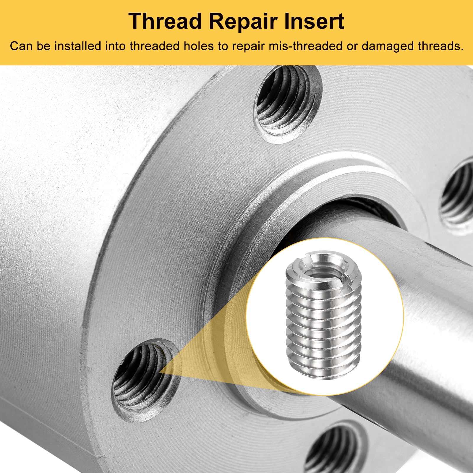 Uxcell 40pcs Thread Repair Inserts M10 x 1.5 Male to M6 x 1 Female Thread 15mm Long Stainless Steel Reducing Nuts Metric Self Tapping Sleeves