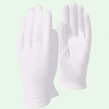 Large Size 10 Pairs White Cotton Gloves for Art Handling, Jewelry, and Inspections