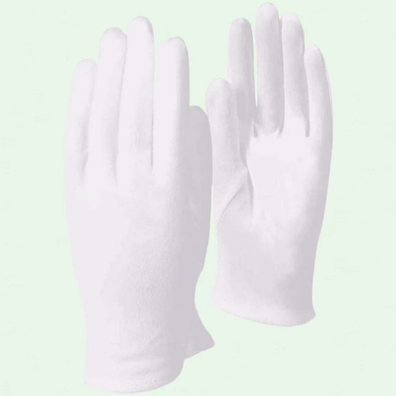 Large Size 10 Pairs White Cotton Gloves for Art Handling, Jewelry, and Inspections