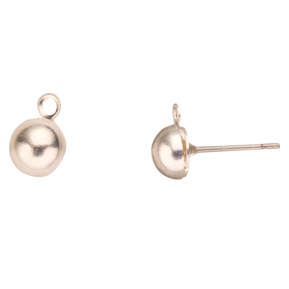 12pcs Hypoallergenic 6mm Large Ball Stud Earring Finding With Hanging