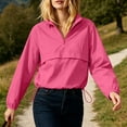 thumbnail image 5 of Zpanxa Fall Jackets for Women Half Zip Stand Collar Pullover Jacket with Drawstring Hem Long Sleeve, 5 of 8