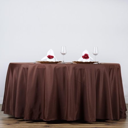 

TABLECLOTHSFACTORY 132 Inch Chocolate Round Tablecloth - Linens Polyester Table Cloth Stain And Wrinkle Resistant Washable Table Cover For Wedding Party Banquet And Restaurant
