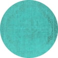 thumbnail image 1 of Ahgly Company Machine Washable Indoor Round Oriental Turquoise Blue Industrial Area Rugs, 5' Round, 1 of 4