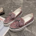 thumbnail image 5 of Xinyolin Women Bowknot Rhinestones Low Top Platform Sneakers Walking Loafers Nurse Shoes, 5 of 8