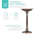 thumbnail image 6 of Best Choice Products Outdoor Rustic Pedestal Bird Bath Accent for Garden, Yard w/ Fleur-de-Lis Accents - Copper, 6 of 8