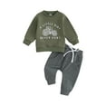 thumbnail image 2 of Toddler Baby Boy Fall Winter Clothes Outfits 6M 12M 18M 24M 3Y Letters Crewneck Sweatshirt Tops Jogger Pants Sets Sweatsuit, 2 of 9