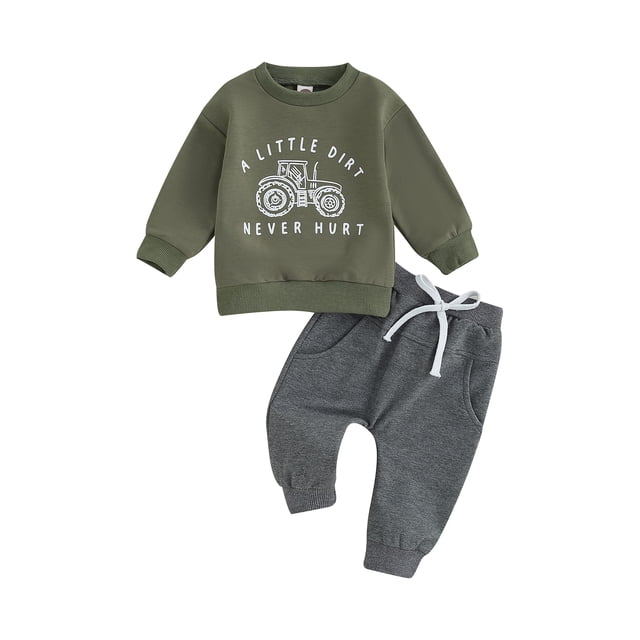 SUNSIOM Toddler Boys 2PCS Pants Sets Long Sleeve Letter Pattern Print Sweatshirt Tops and Drawstring Pants Sets