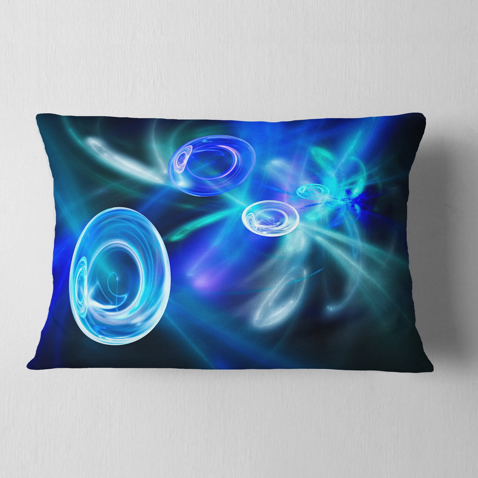 Designart Blue Fractal Desktop - Abstract Throw Pillow - 12x20