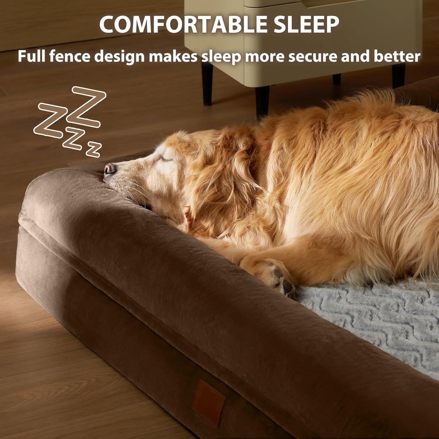 EP  XL Extra Large Dog Bed, Washable Dog Couch with Removable Waterproof Cover, Orthopedic Large Pet Sofa Bed with Bolster Sides for Sleeping