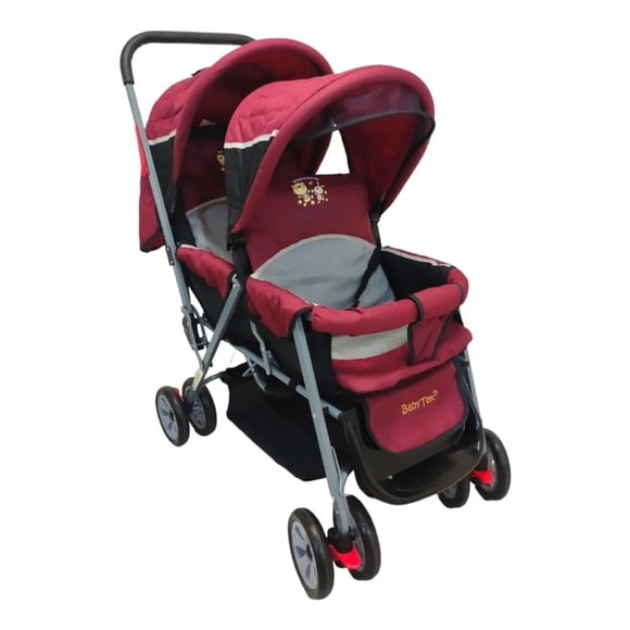 Carriola doble The Baby Shop para bebe y niño, gemelar y moderna Rojo
