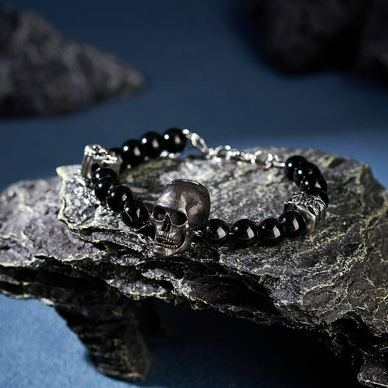 4Pcs Skull Paracord Beads Brass European Beads Large Hole Beads