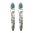 thumbnail image 2 of Joernso 1 Pair Women Bohemian Earrings Faux Turquoise Vintage Style Jewelry Faux Agate Engraved Round Shape Hoop Earrings Prom Travel Dangle Earrings, 2 of 8