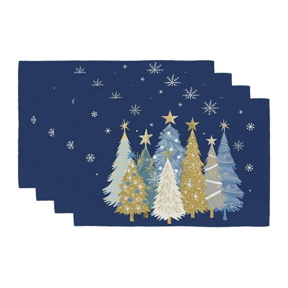 Juego de 4 manteles GEEORY, 30 x 45 cm, color azul navideño