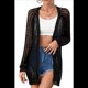 thumbnail image 3 of Cárdigan de Crochet de Verano para Mujer, Suéter Bohemio de Larga con Abertura Frontal Negro M, 3 of 10