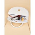 thumbnail image 7 of Women White Textured Half Moon Top Handle Handbag Elegant Evening Purse Wedding Party Bag, 7 of 7