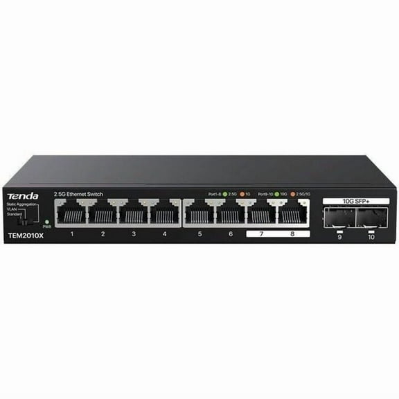Tenda 8-Port 2.5G Ethernet Switch With 2*10G SFP   Slots (tem2010x)