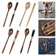 thumbnail image 2 of Wooden Eating Utensils Chopsticks With Spoon Sturdy Kitchen Tool Wood Grains Utensils For Family, 2 of 12
