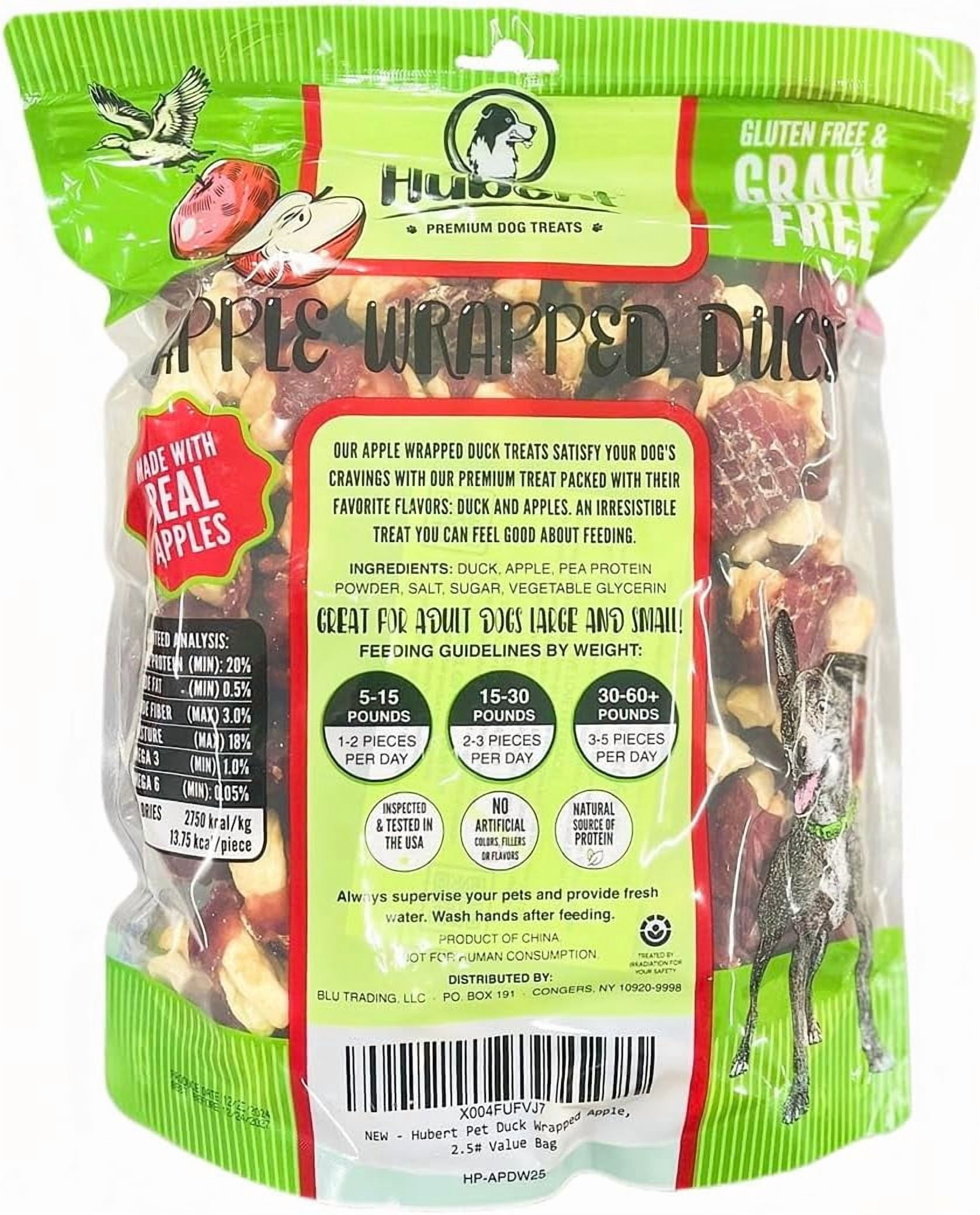 Hubert Pet Gourmet All Natural Duck Wrapped Apple Dog Treats, Grain Free, Low Ingredient, USA Tested - 2.5 lb Super Value Pack
