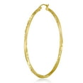 thumbnail image 5 of Wellingsale Ladies 14k Yellow Gold Polished Diamond Cut 2.6mm Hinged Hoop Earrings (55 x 55 mm), 5 of 7