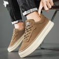 thumbnail image 3 of Platform Running Shoes foe Men Vintage Suede Flat Lace Up Skate Shoes Casual Non Slip Lightweight Sneakers Brown Size 8.5, 3 of 8