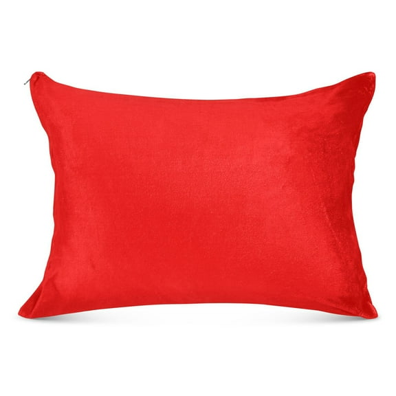 Plush Pillow Cases Standard Size Ultra Soft Warm Pillowcases with Zipper Red 20"x26"
