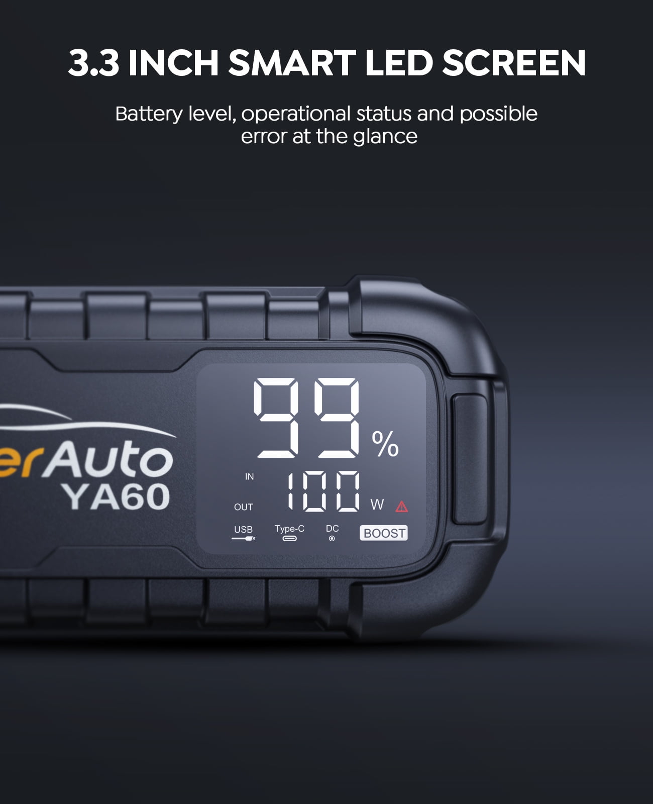 YaberAuto 6000A Car Jump Starter, 12V Battery Booster Jump Box, PD 65W Fast Charging, 150W DC, 600LM Light, All Gas/12.0L Diesel