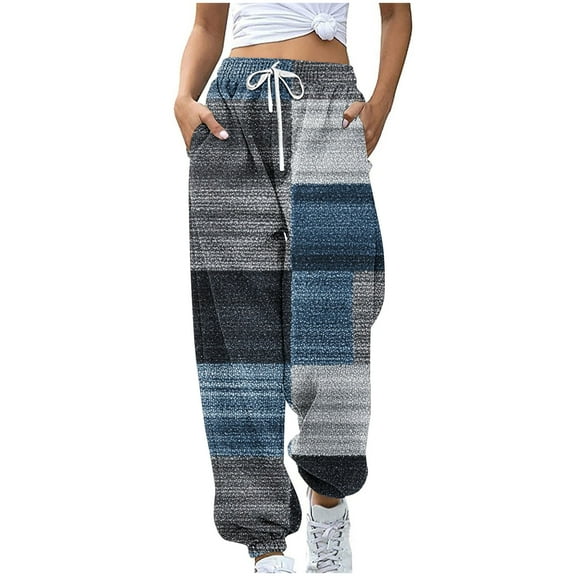 Tqyyweavej Womens Sweatpants High-Waisted Multicolor Casual Pants Elastic Bottom Drawstring Trousers with Pockets Gifts for Women