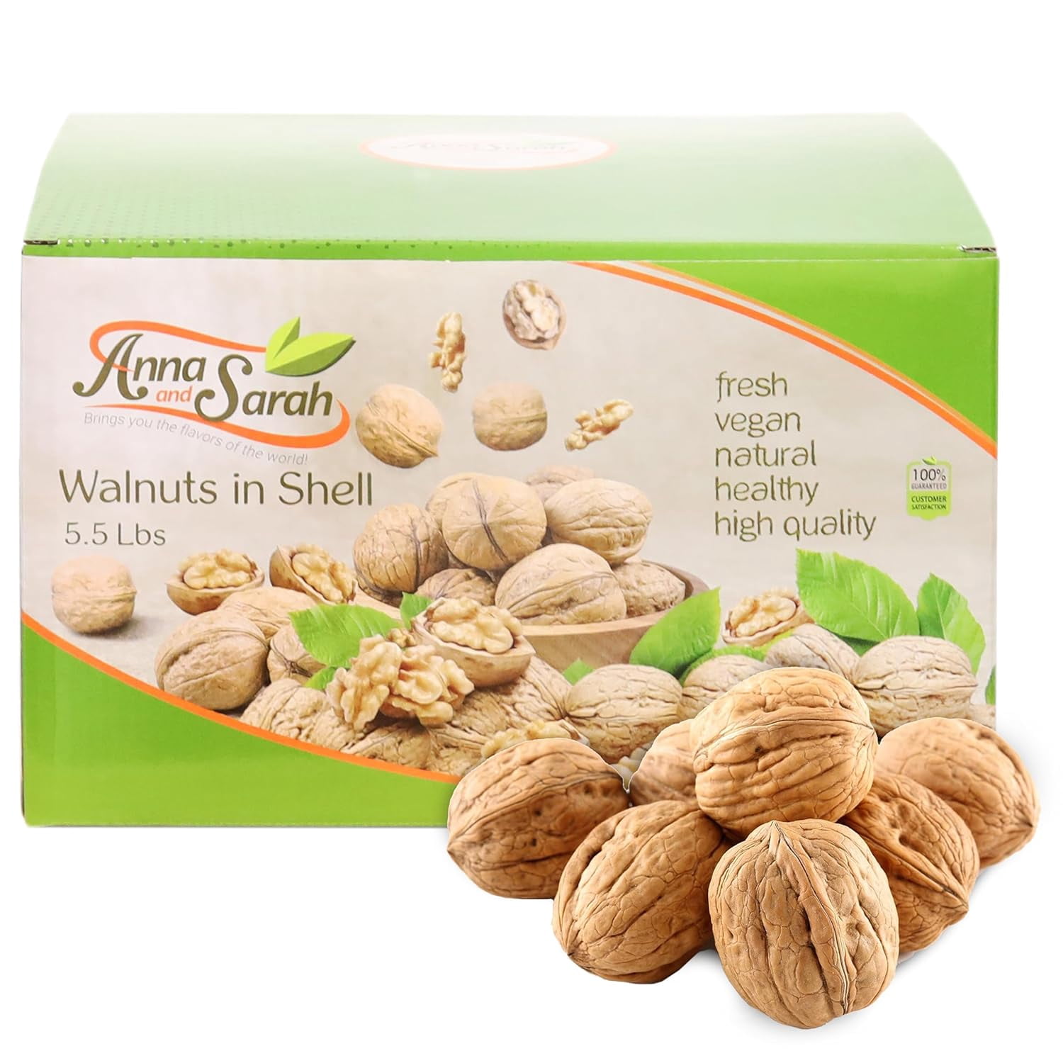 Anna and Sarah Walnuts in Shell, Jumbo, Fresh, Buttery Taste, Easy to Crack, California Chandler, Natural Shells, Not Bleached (5.5 Lbs)