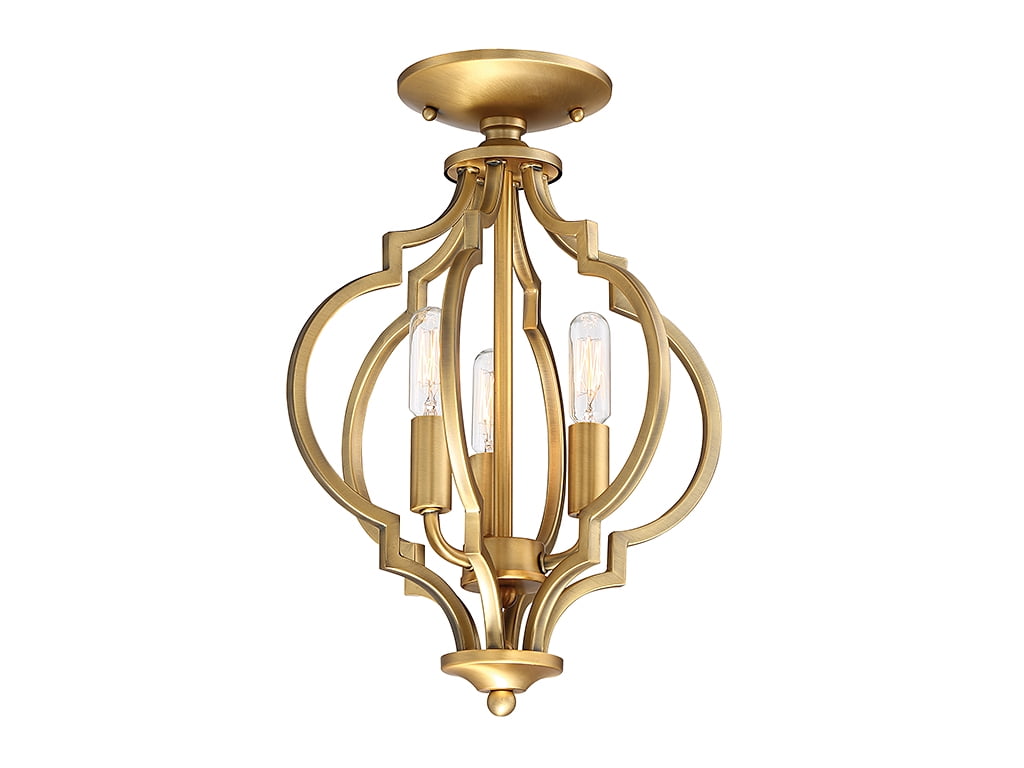 Trade Winds Lighting 3-Light Ceiling Light In Natural Brass