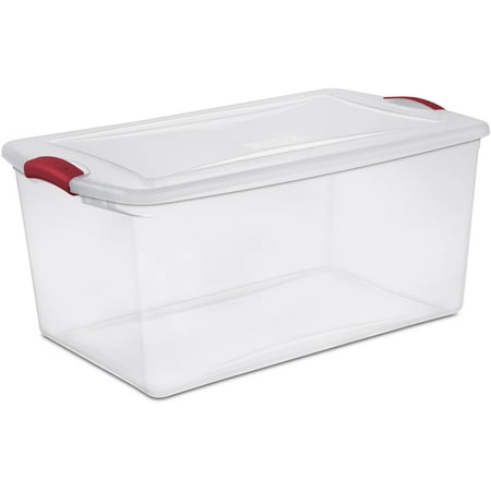 Sterilite 66 qt Clear Latch, Really Red
