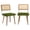 Velvet | Green, variant on Elegant Rattan & Soft Dining Chair, Tall Cane Back Ideal for Kitchen or Dining Room, Beige Linen (2PC)