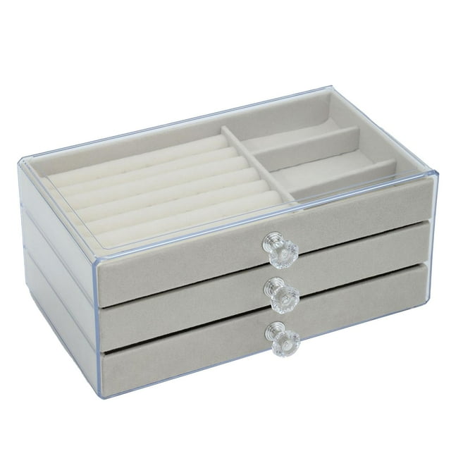 segolike Jewelry Box Jewelry Case Clear Lid Multi Compartments 3 Tier Organizer for Rings