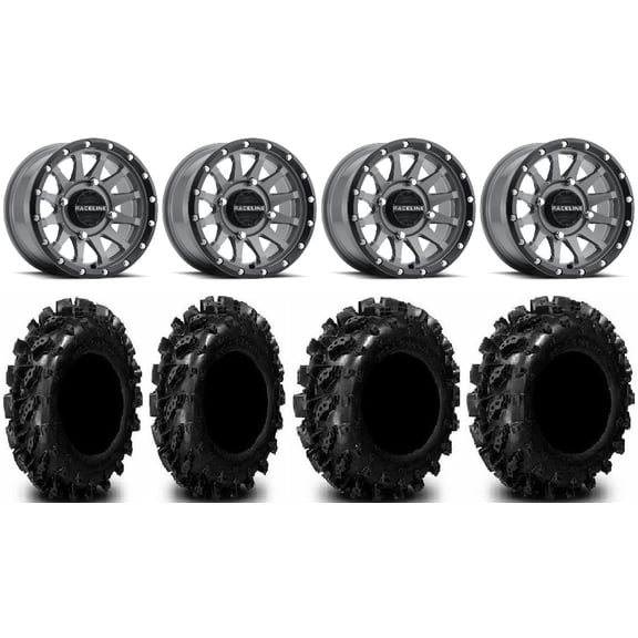 Raceline Trophy 14" Grey Wheels 28" Swamp Lite Tires Sportsman RZR Ranger