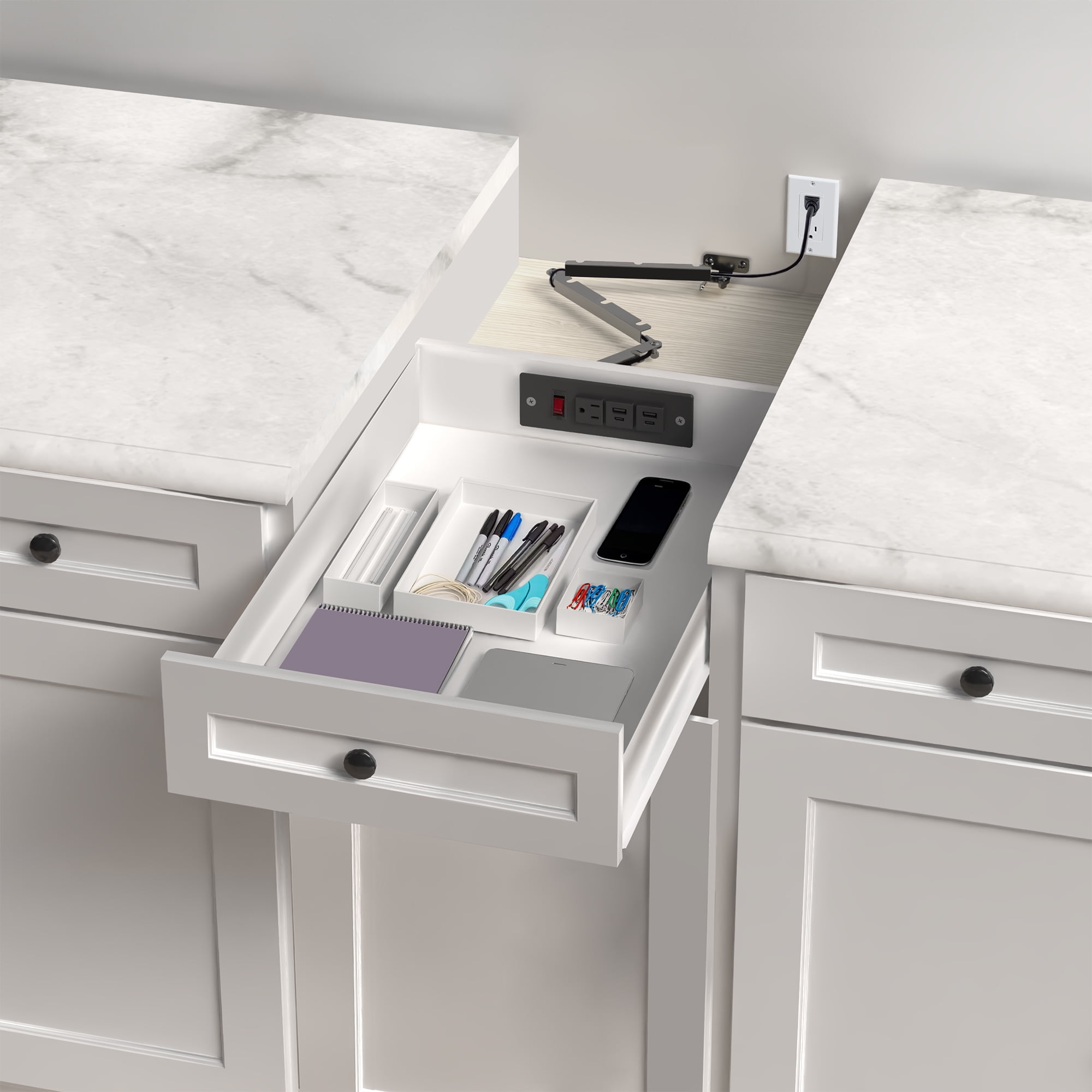 Life Finds Compact In-Drawer Outlet Charging Station Power Strip