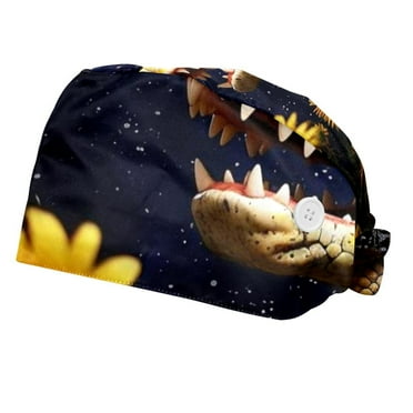 Crocodile Starry Sunflower Adjustable Women Working Caps with Buttons One Size Fits All, 2 Packs