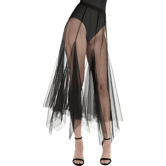 Sheer Long Skirt - Adult L/XL | Mesh | Black | 1 Pc.
