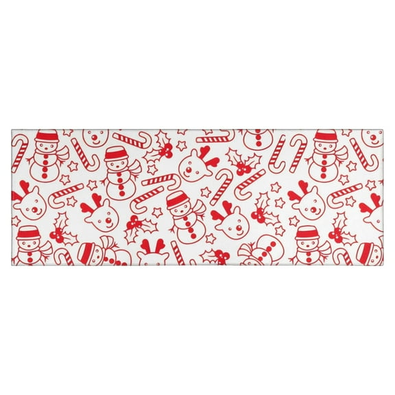 Red Christmas Snowman Pattern Kitchen Rug Mat,Kitchen Runner Rugs Non Skid Washable,Decorative Kitchen Floor Mats for Kitchen,Sink,Laundry,17"X47"