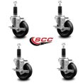 thumbnail image 2 of 4 Inch Phenolic Swivel 1-1/8 Inch Expanding Stem Caster Set with Brake SCC, 2 of 2