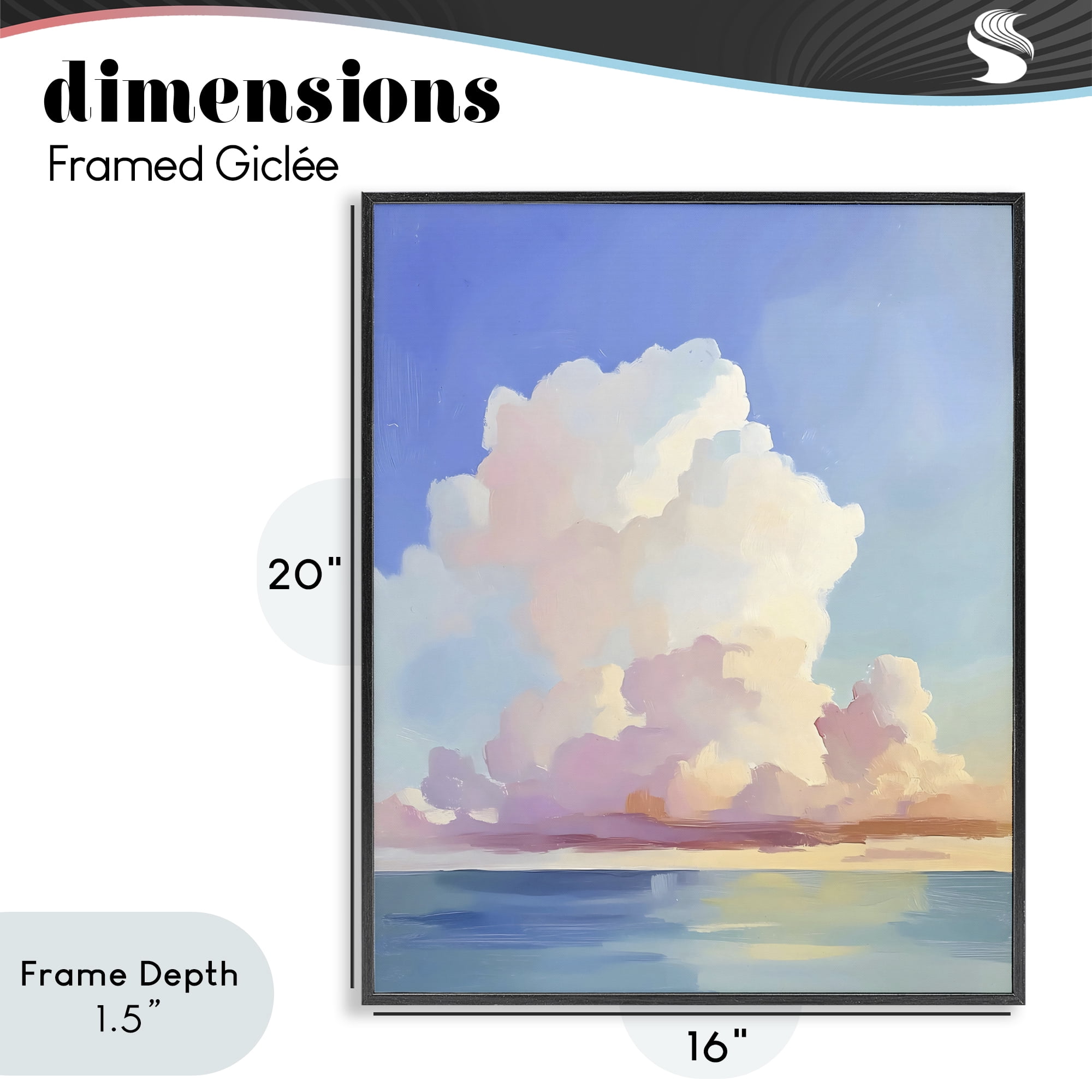 Stupell Industries Dreamy Pastel Clouds over Sea Black Framed Giclee Art, design by The Prints Vibe