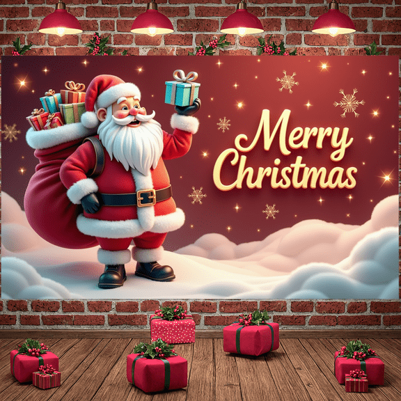 Polka Dot Design Christmas Gift Banner for Holiday Celebration Indoor Decoration Party Setting Festive Decor