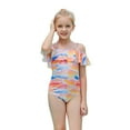 thumbnail image 1 of Girl's One Piece Swimsuits Hawaiian Ruffle Off Shoulder Bathing Suit, 1 of 6