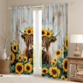 thumbnail image 2 of jejeloiu Rustic Highland Cattle Blackout Curtains Set of 2 (52x84 Each),Country Floral Sunflower Window Curtains,Old Wooden Plank Curtains and Drapes For Kids,Ultra Soft Home Decor, 2 of 6